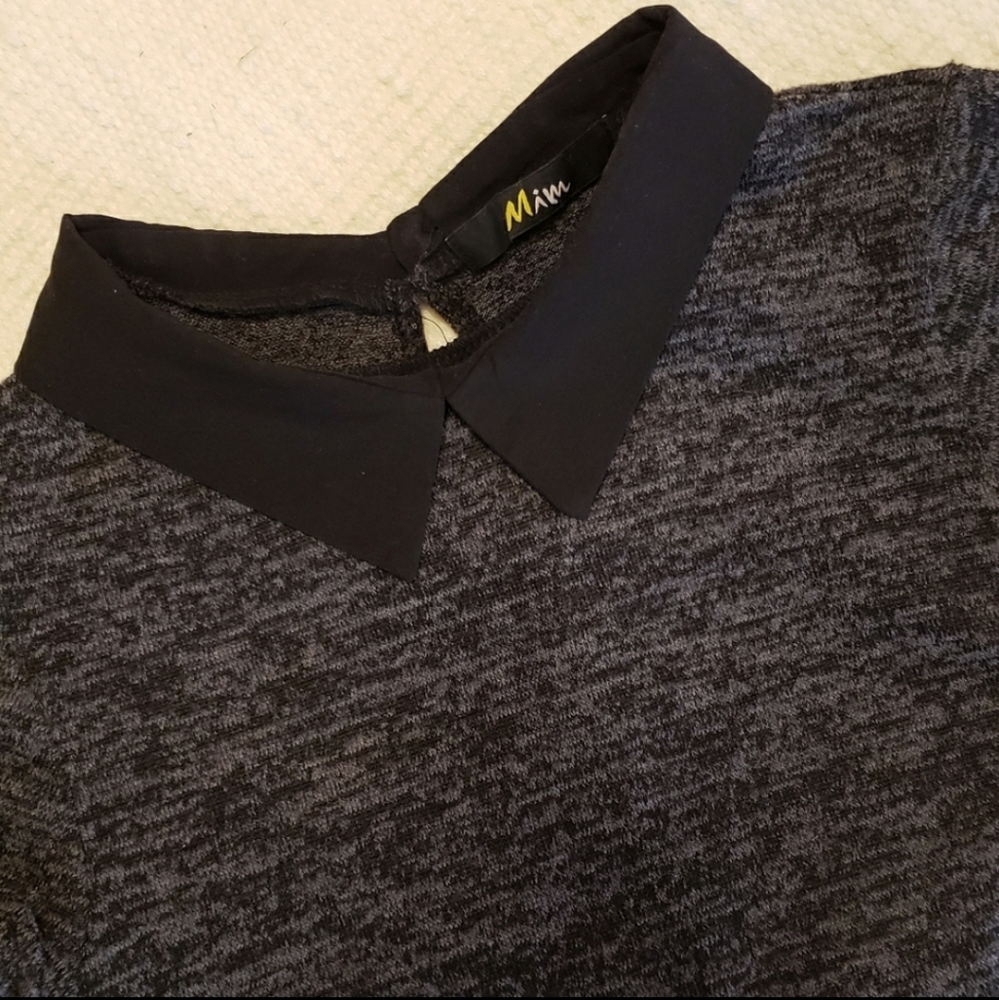 Grey mini dress with Peter Pan collar